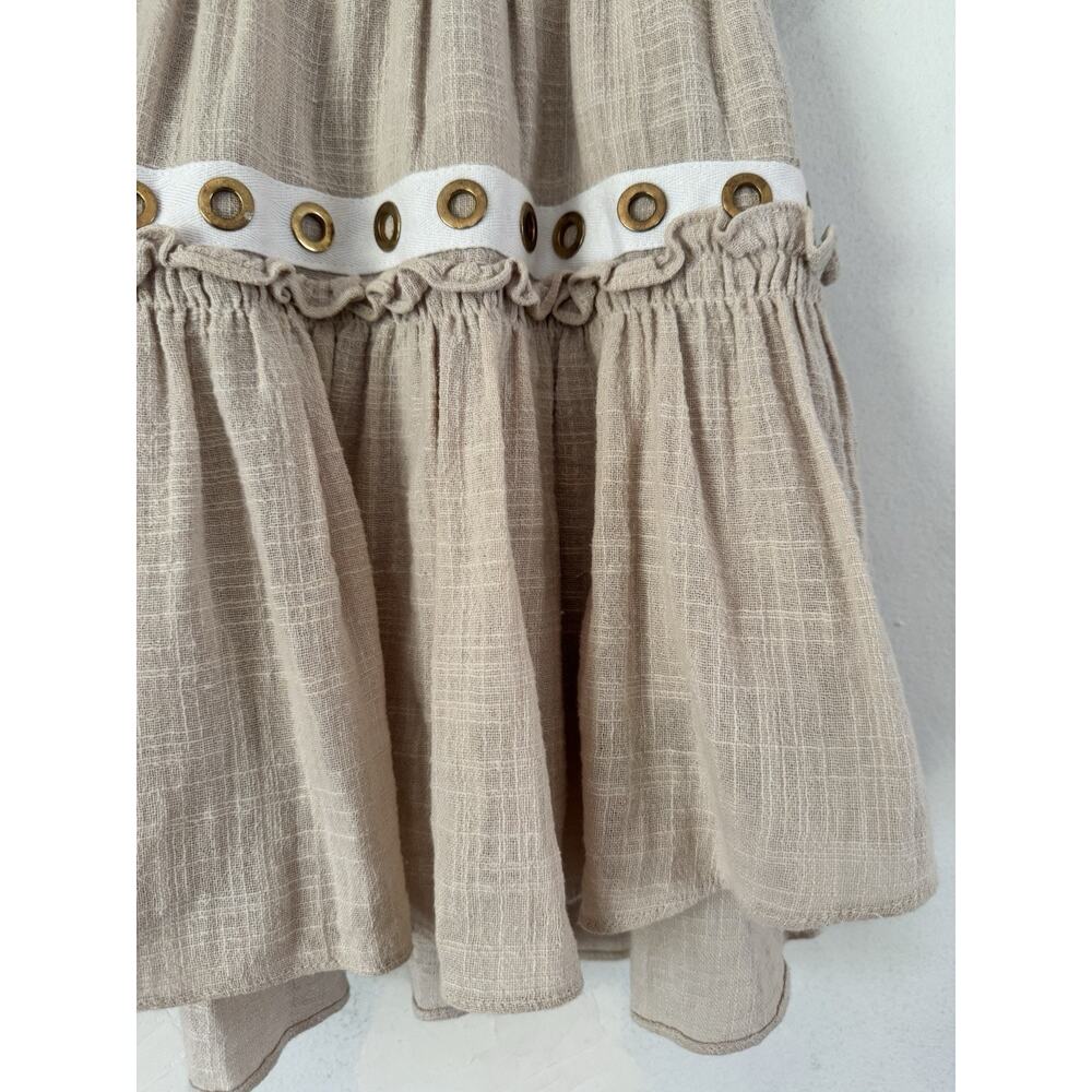 MISA Los Angeles Beige Smocked Pull On Mini Skirt Size XS - Picture 4 of 7